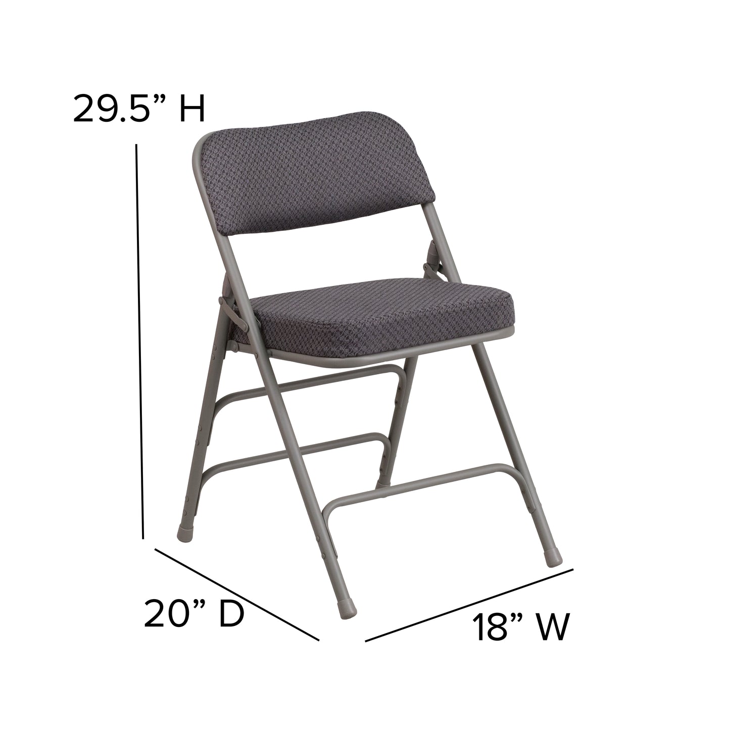 Gray Fabric Folding Chair 2-AW-MC320AF-GRY-GG