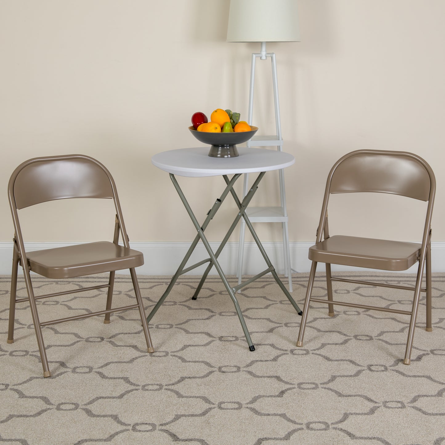 Beige Metal Folding Chair 2-BD-F002-BGE-GG