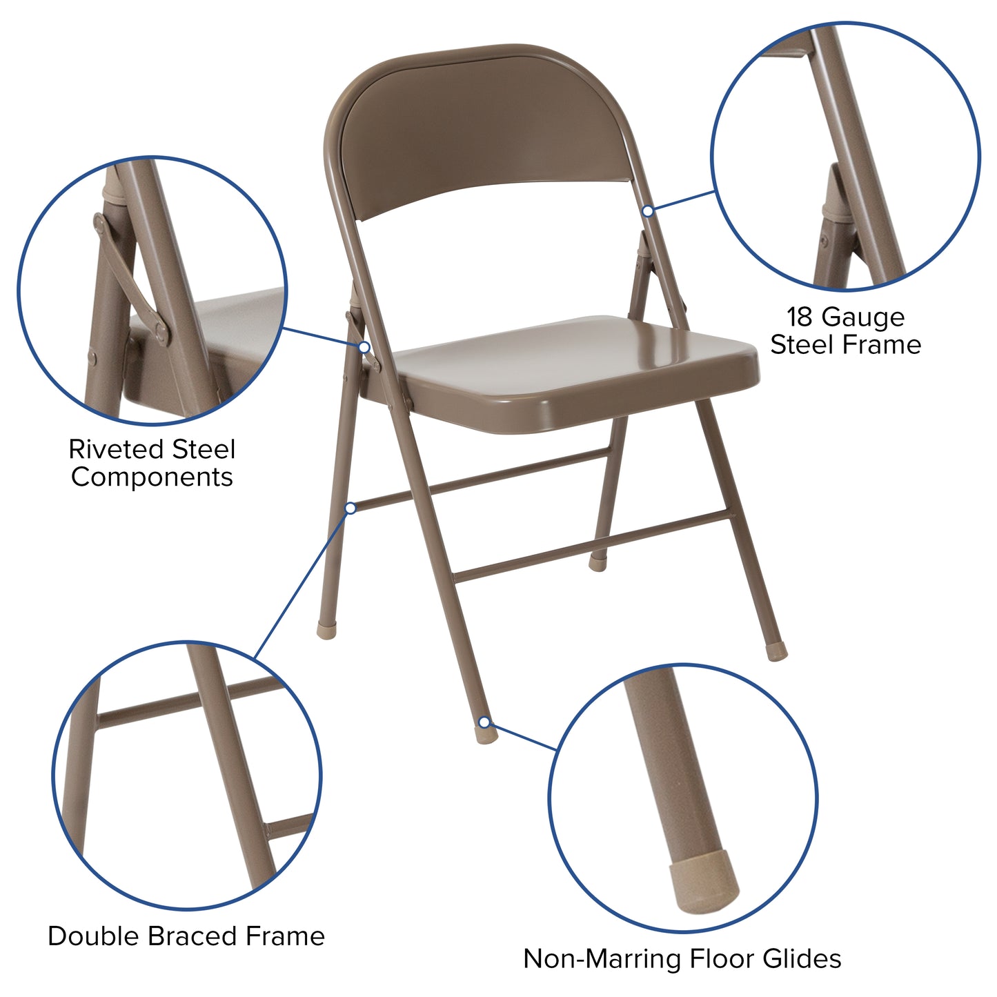 Beige Metal Folding Chair 2-BD-F002-BGE-GG