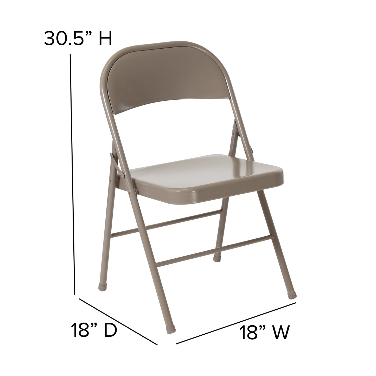 Gray Metal Folding Chair 2-BD-F002-GY-GG