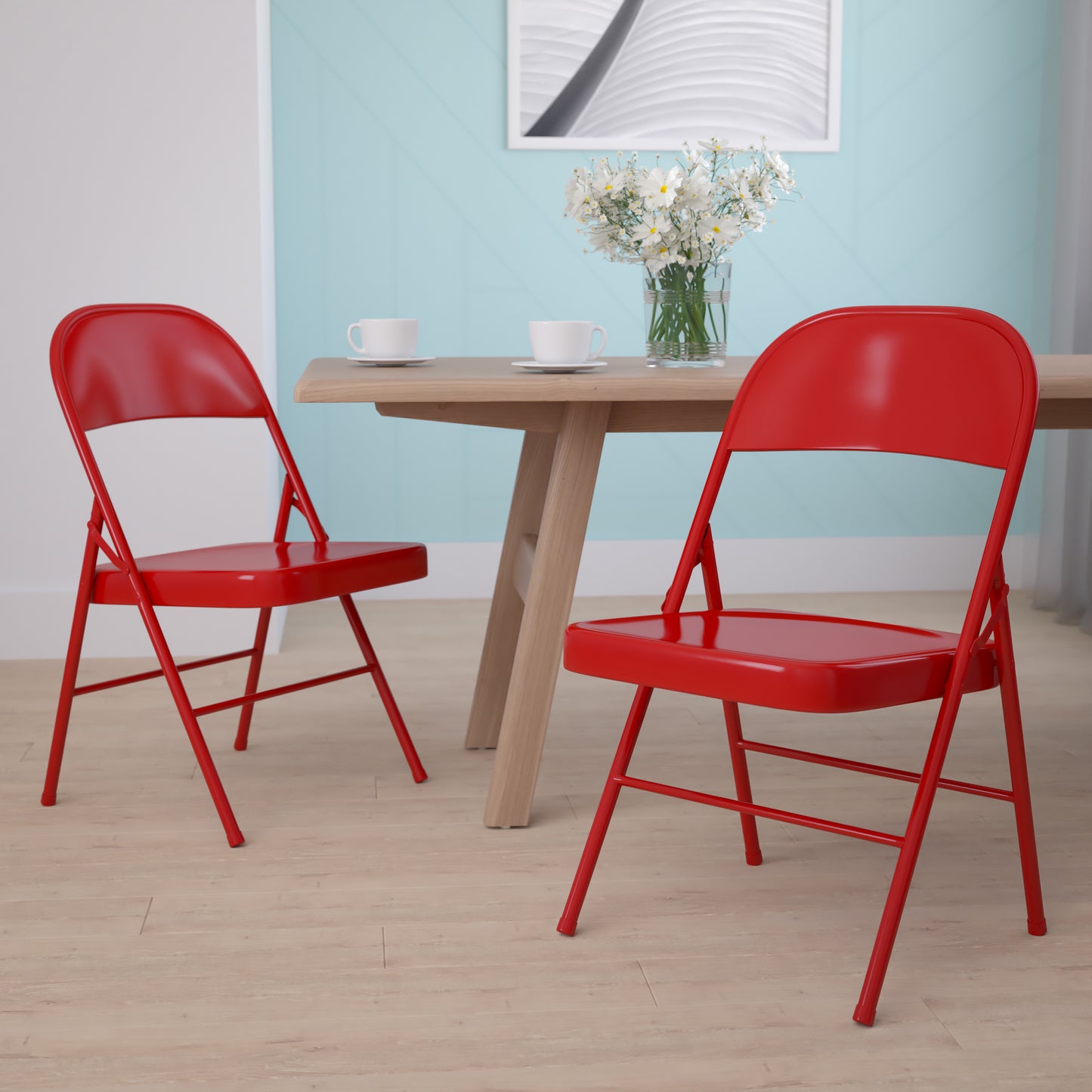 Red Metal Folding Chair 2-BD-F002-RED-GG