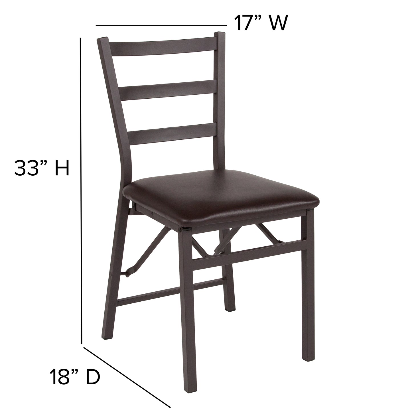 Brown Ladderback Folding Chair 2-CY-180841-GG