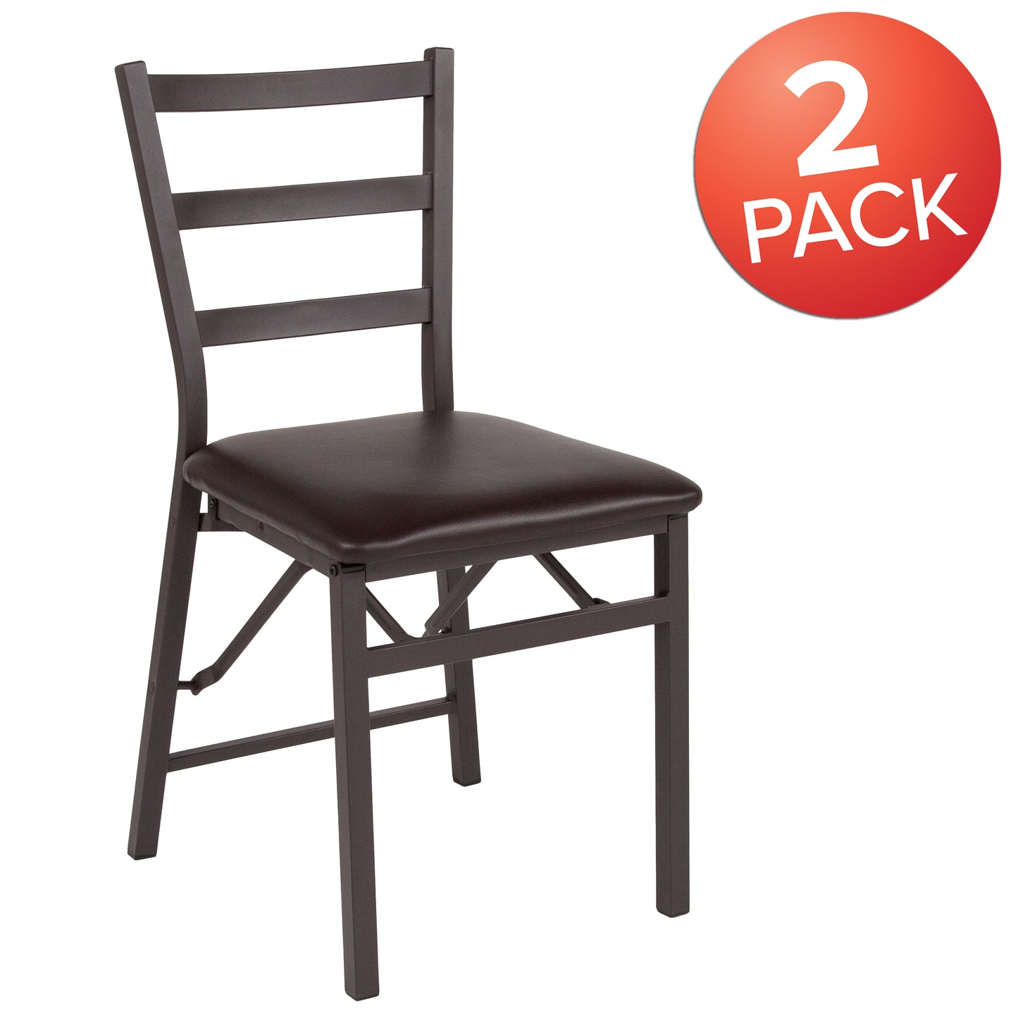 Brown Ladderback Folding Chair 2-CY-180841-GG