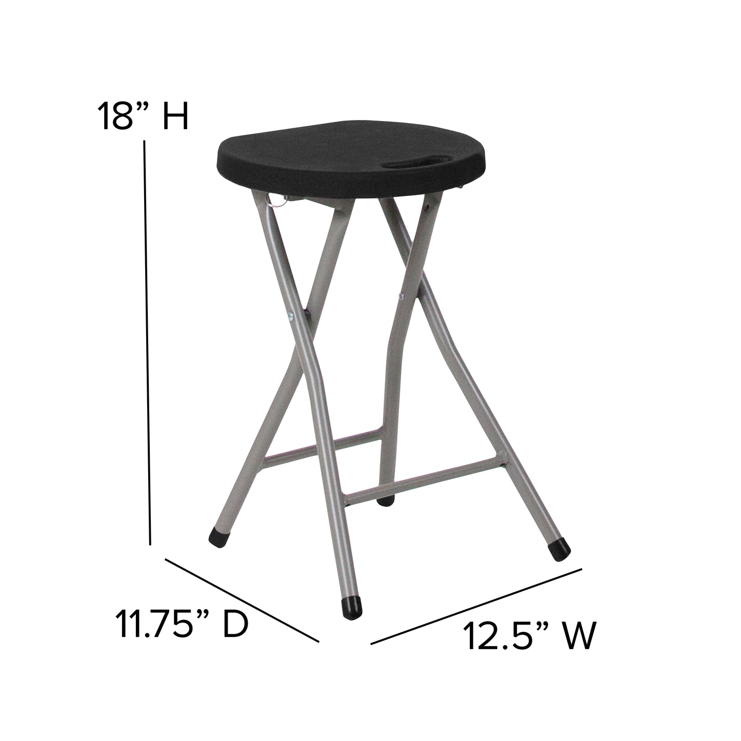 Black Plastic Foldable Stool 2-DAD-YCD-30-GG