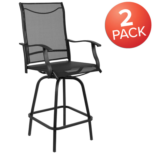 Set of 2 Outdoor Stools - 360 Degree Swivel Bar Stools