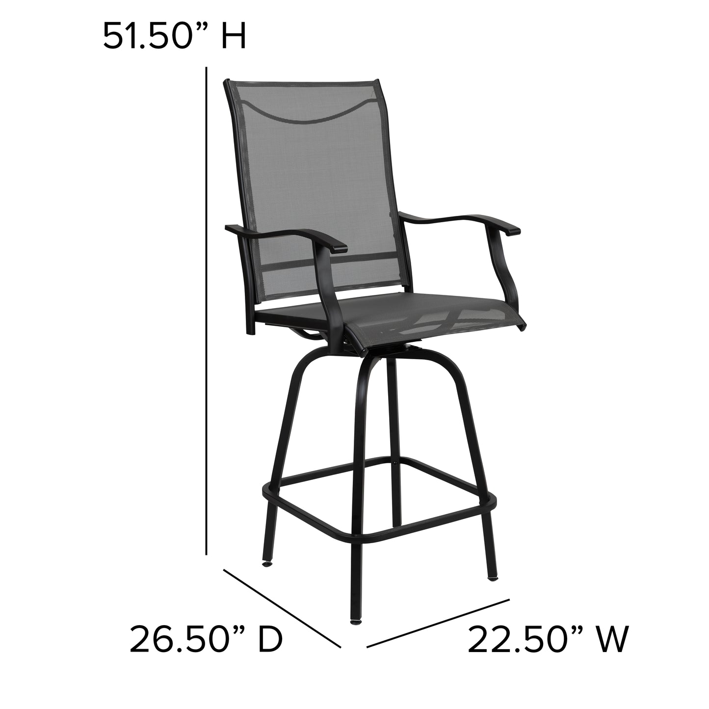 2PK Gray Swivel Patio Stool 2-ET-SWVLPTO-30-GR-GG