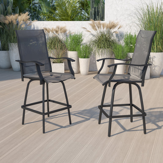 2PK Gray Swivel Patio Stool 2-ET-SWVLPTO-30-GR-GG