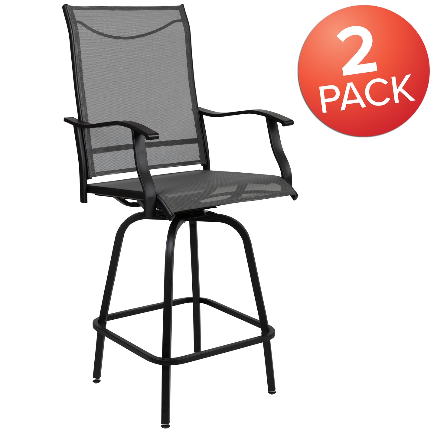 Set of 2 Outdoor Stools - 360 Degree Swivel Bar Stools