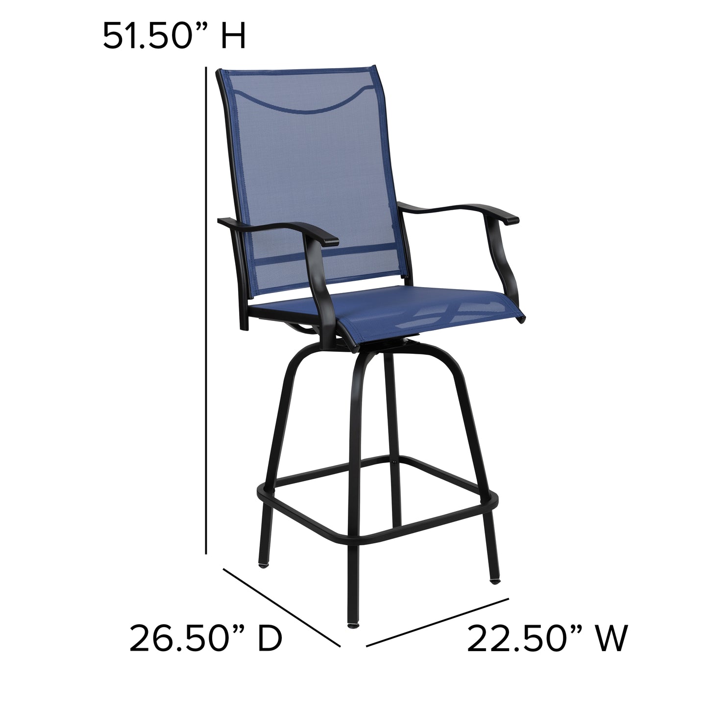 Set of 2 Outdoor Stools - 360 Degree Swivel Bar Stools