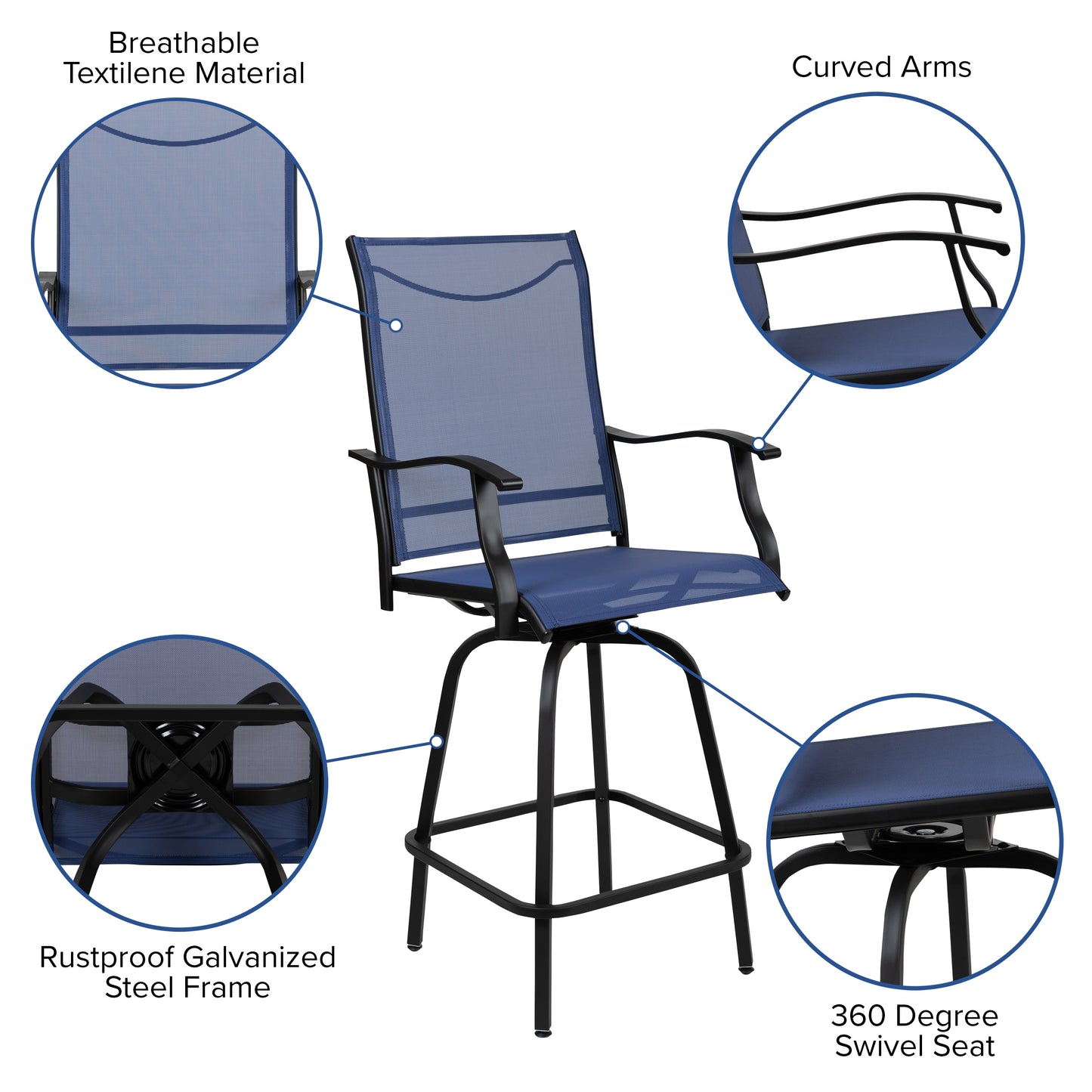 2PK Navy Swivel Patio Stool 2-ET-SWVLPTO-30-NV-GG