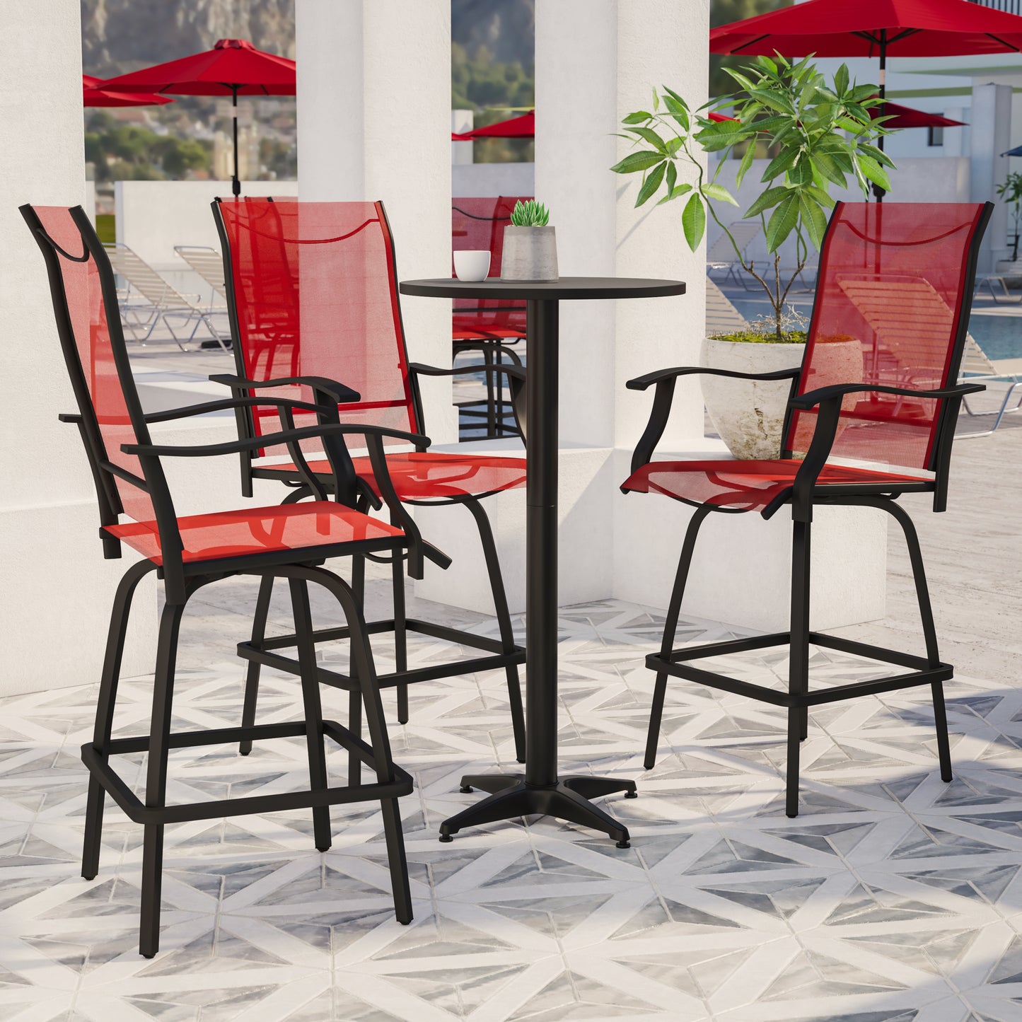 2PK Red Swivel Patio Stool 2-ET-SWVLPTO-30-RD-GG