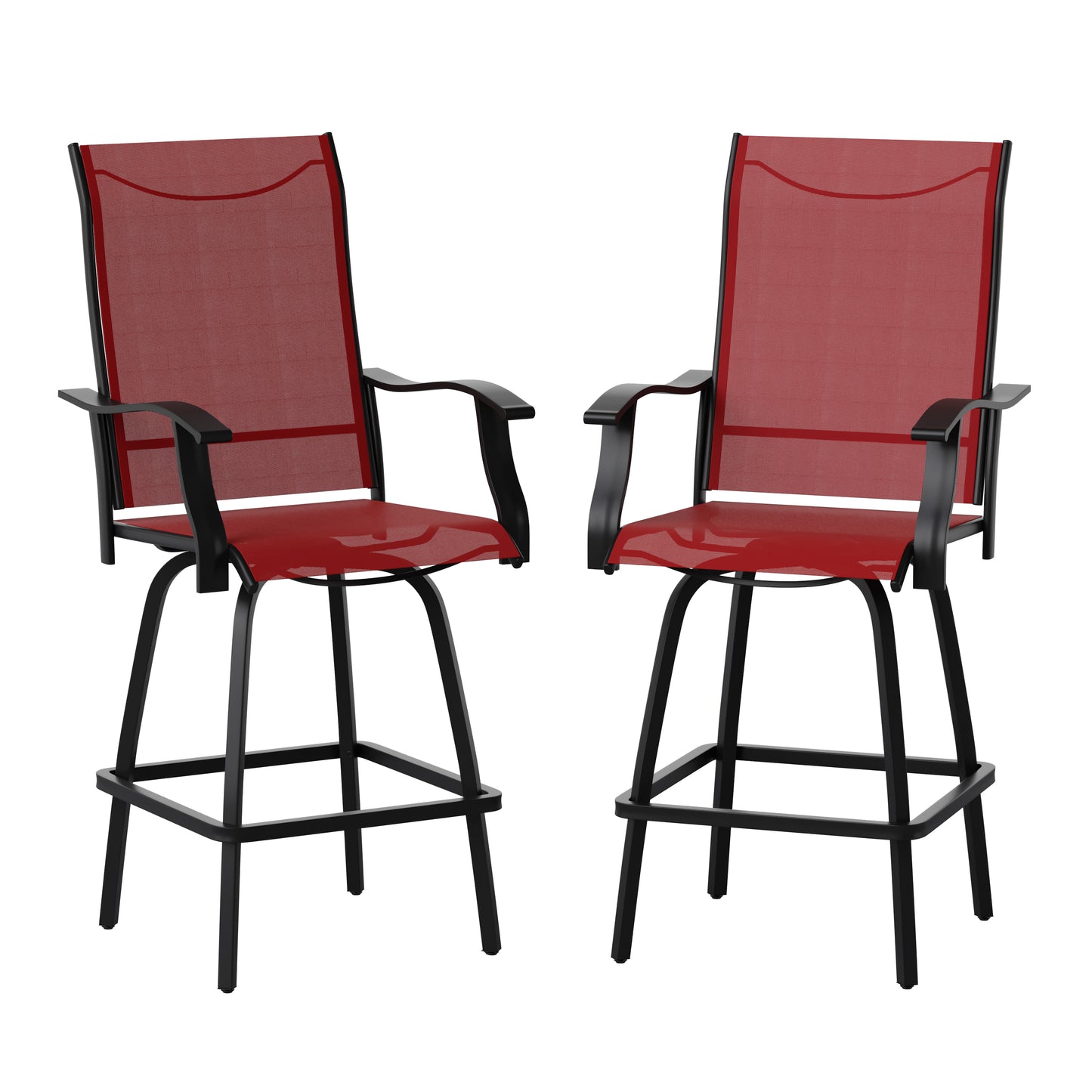 Set of 2 Outdoor Stools - 360 Degree Swivel Bar Stools