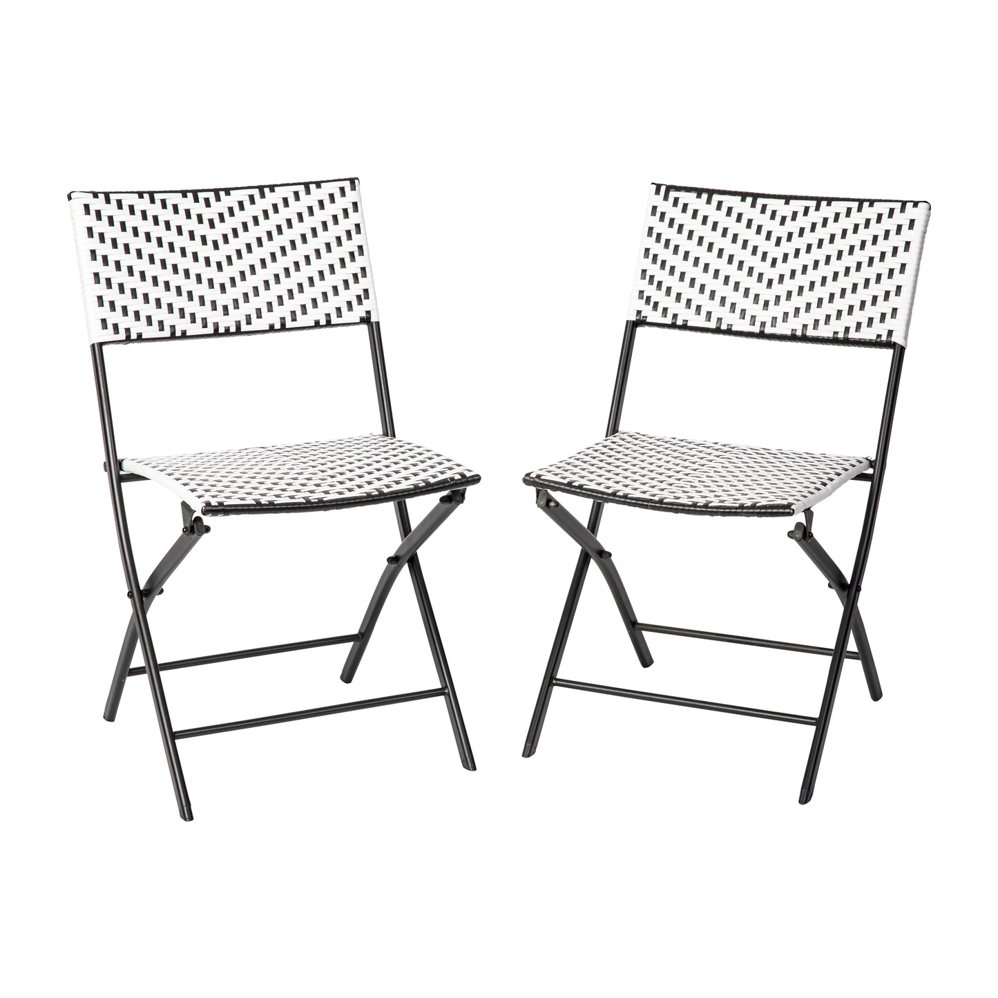 2PK Black/White Folding Chairs 2-FV-FWA086-BLK-WHT-GG