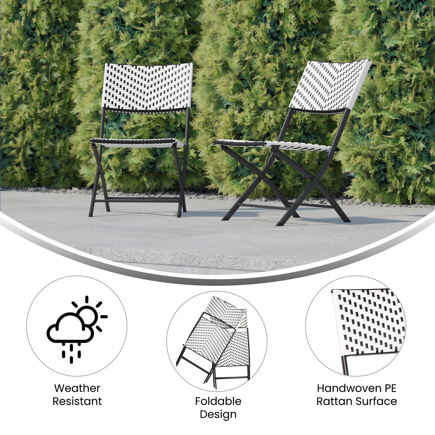 2PK Black/White Folding Chairs 2-FV-FWA086-BLK-WHT-GG