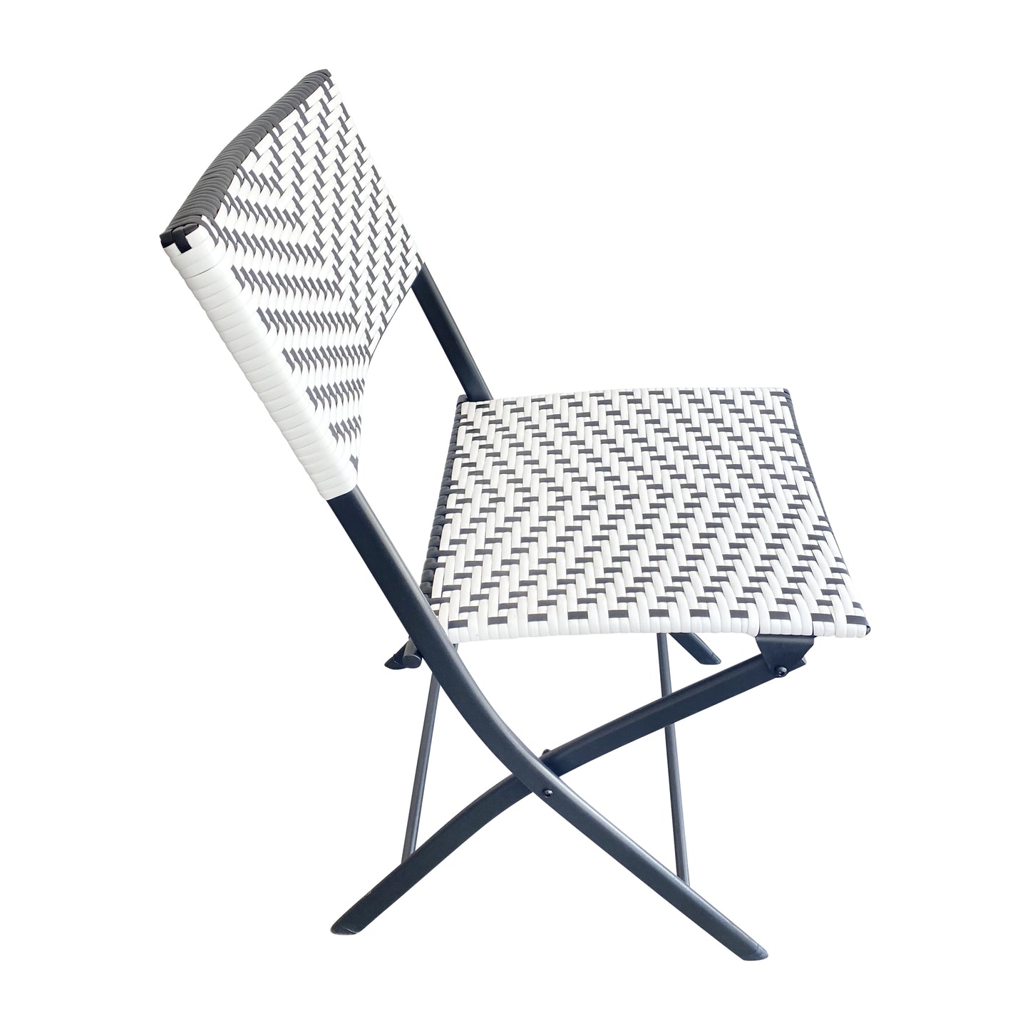 2PK Black/White Folding Chairs 2-FV-FWA086-BLK-WHT-GG