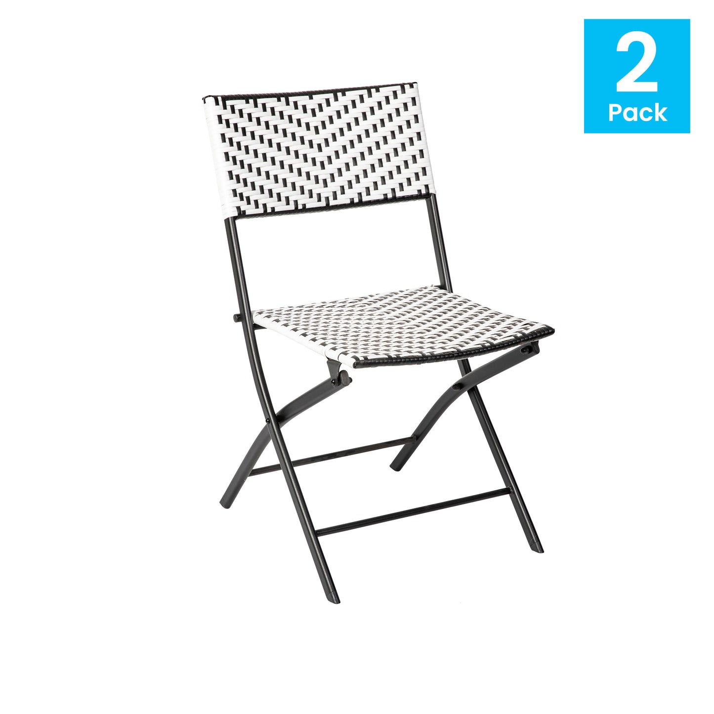 2PK Black/White Folding Chairs 2-FV-FWA086-BLK-WHT-GG