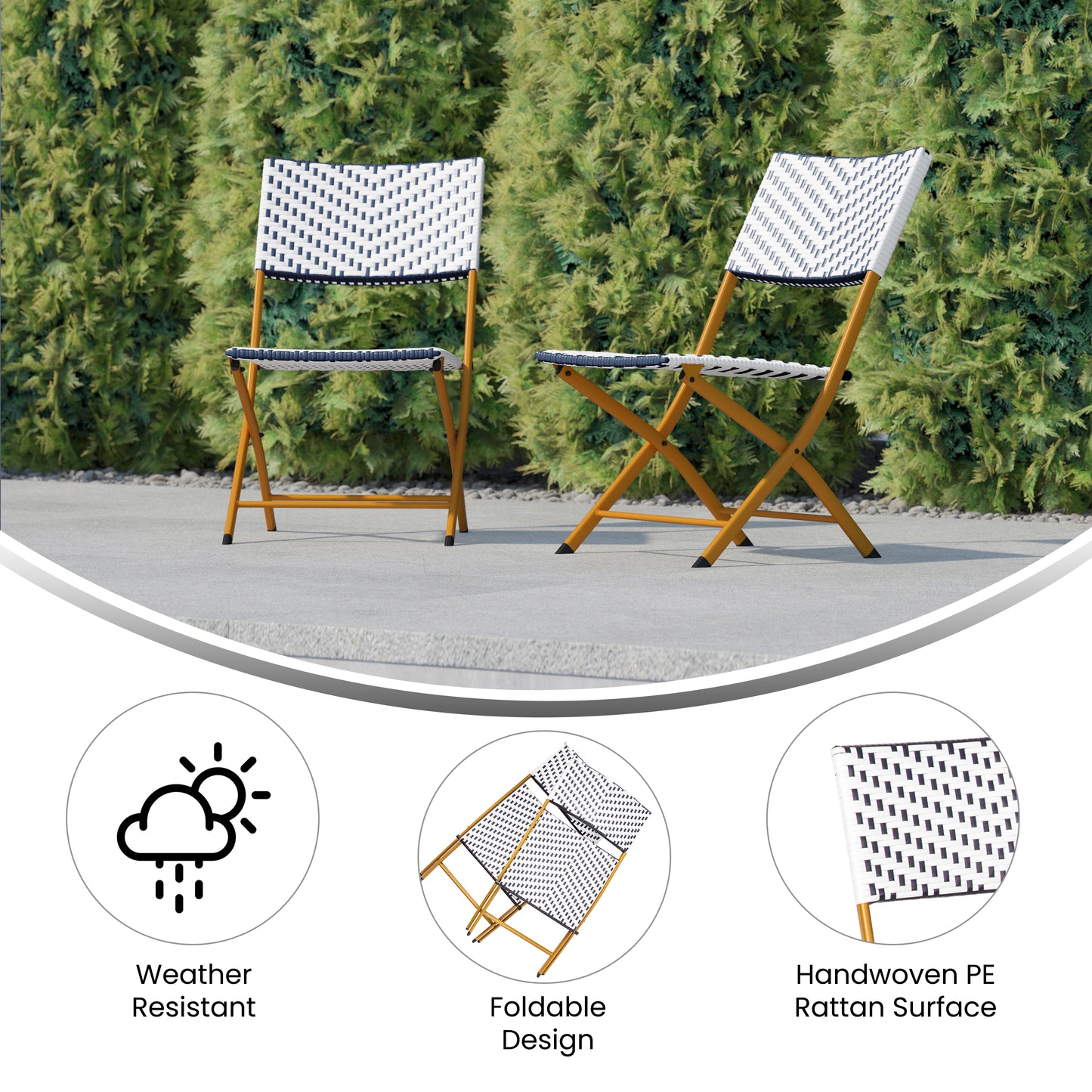 Set of 2 Modern Folding French Bistro Chairs