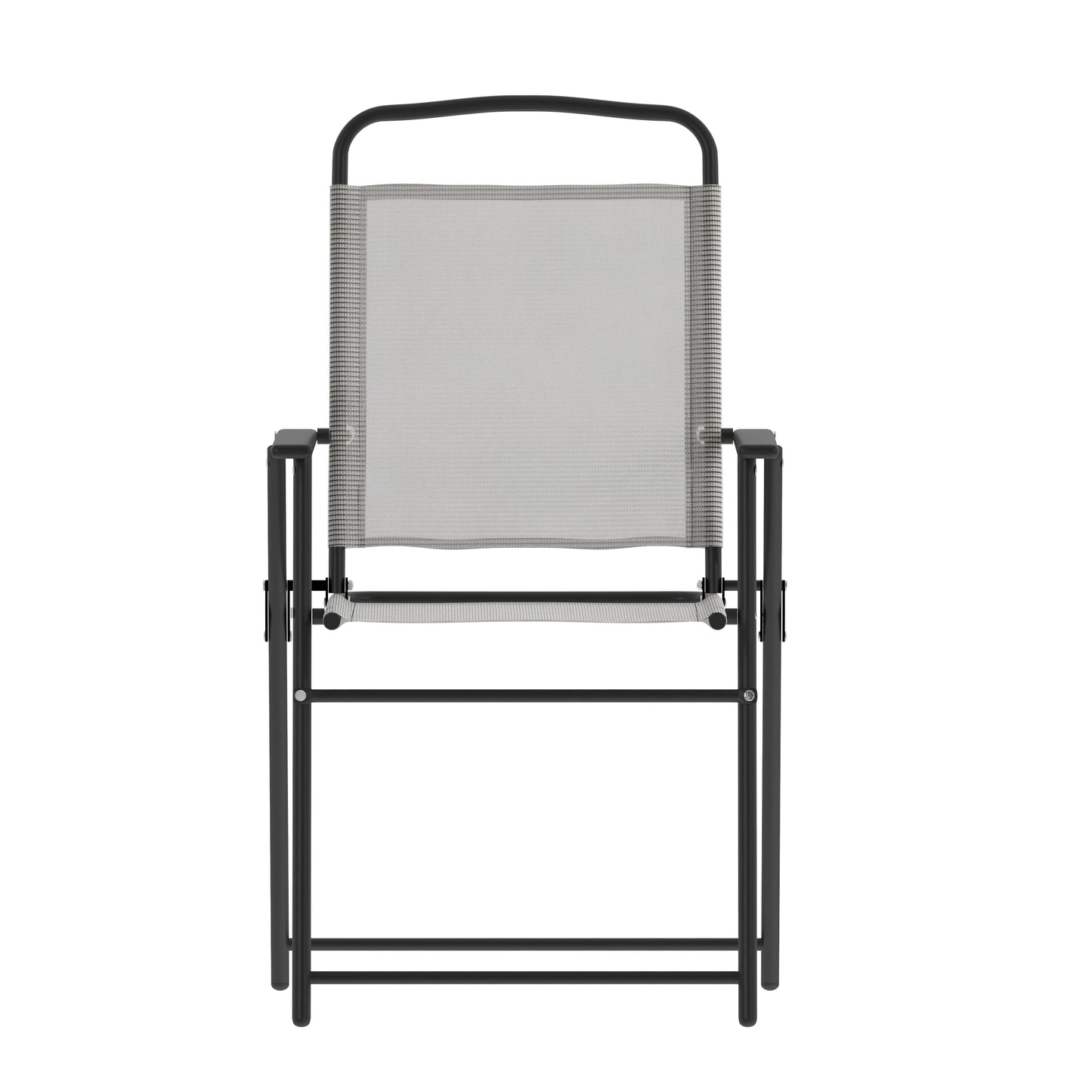 2PK Gray Folding Sling Chairs 2-GM-SC098-GY-GG