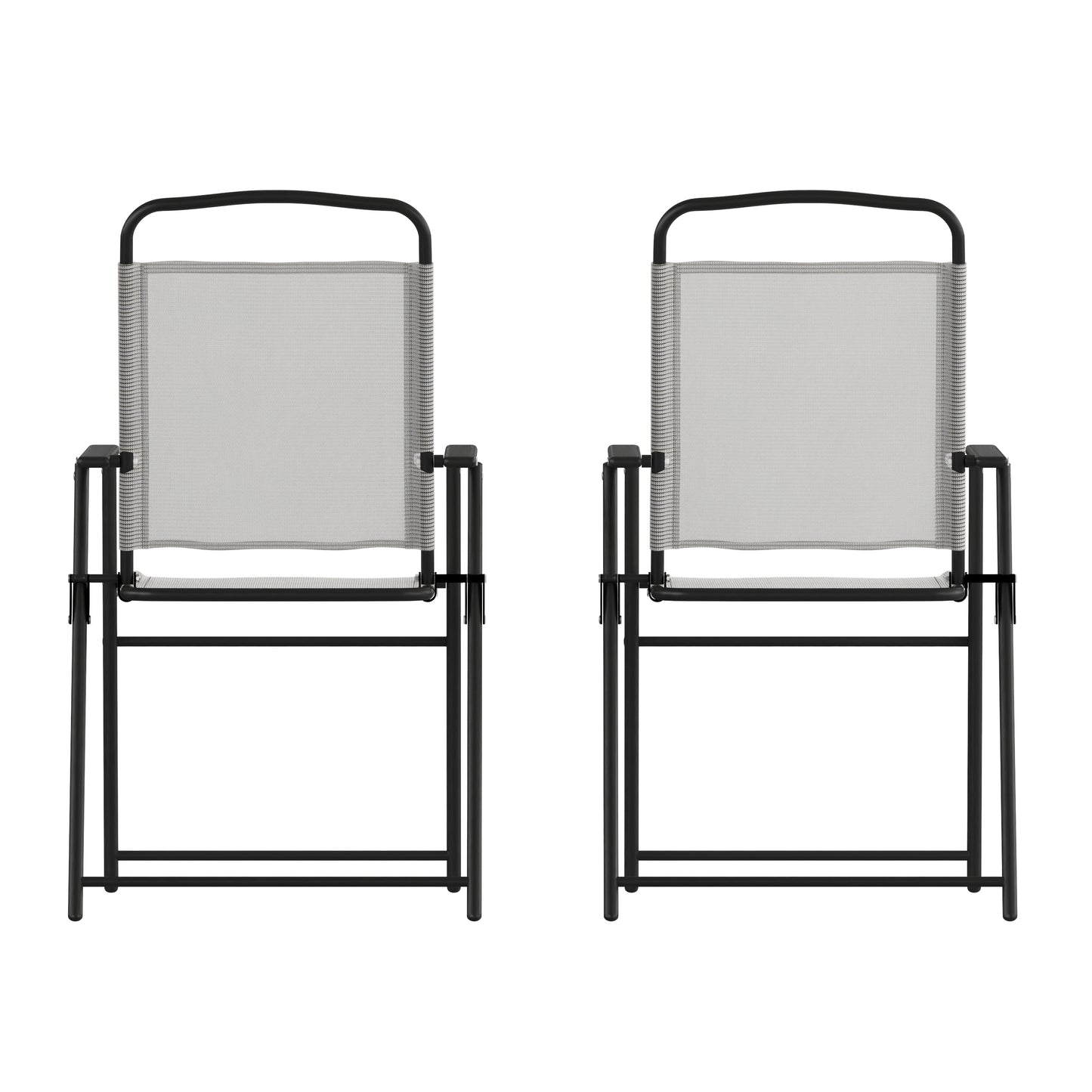 Set of 2 Contemporary Sling Style Patio Chairs with Armrests