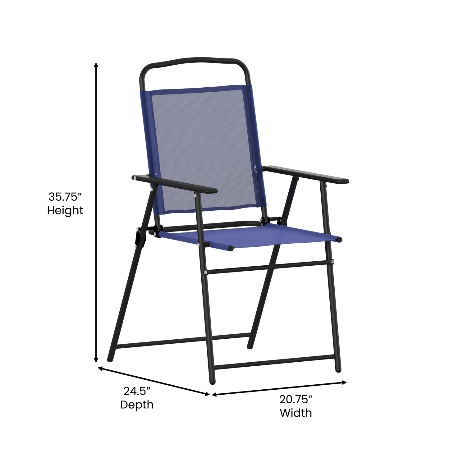 2PK Navy Folding Sling Chairs 2-GM-SC098-NV-GG