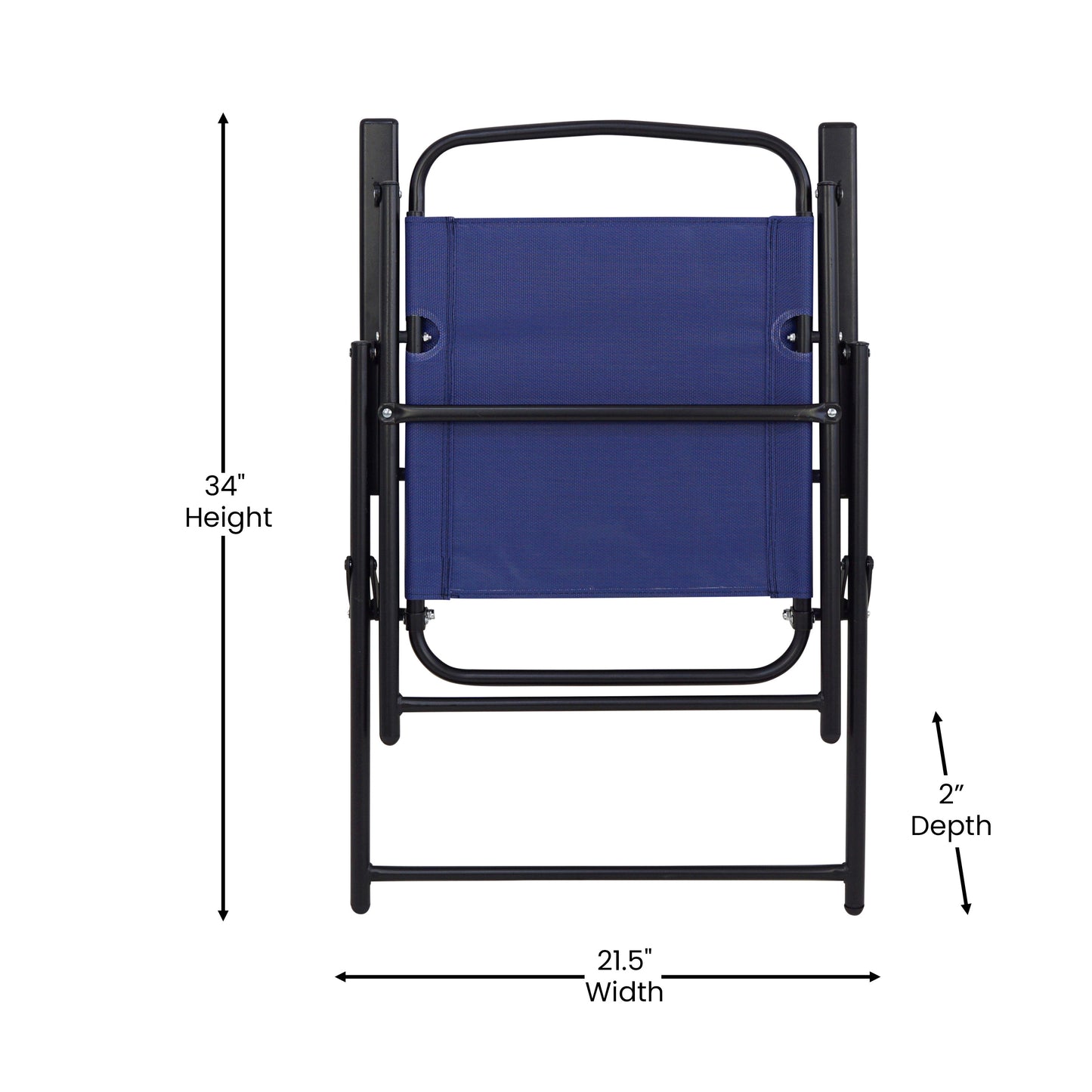 Set of 2 Contemporary Sling Style Patio Chairs with Armrests