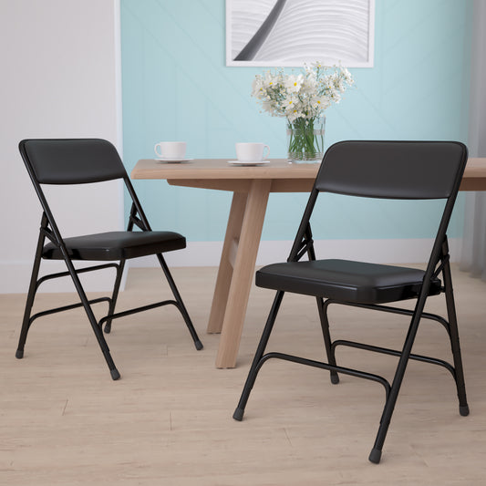 Black Vinyl Folding Chair 2-HA-MC309AV-BK-GG