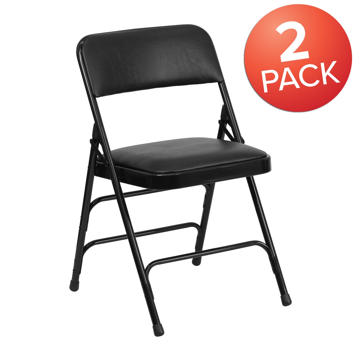 Black Vinyl Folding Chair 2-HA-MC309AV-BK-GG