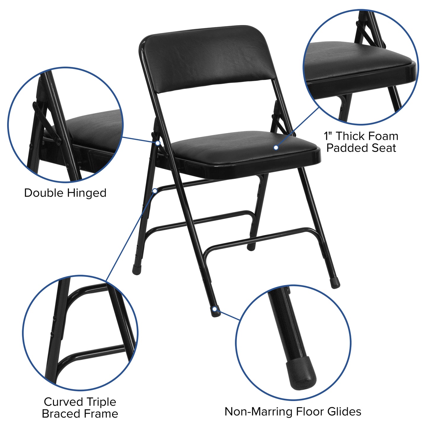 Black Vinyl Folding Chair 2-HA-MC309AV-BK-GG