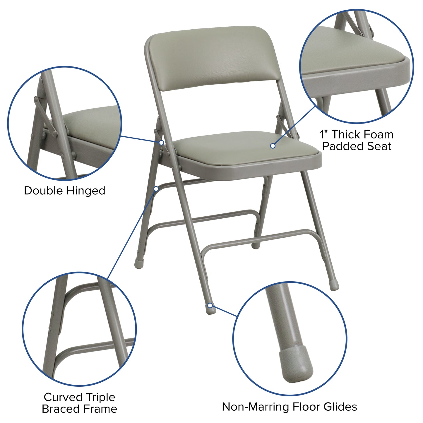 Gray Vinyl Folding Chair 2-HA-MC309AV-GY-GG