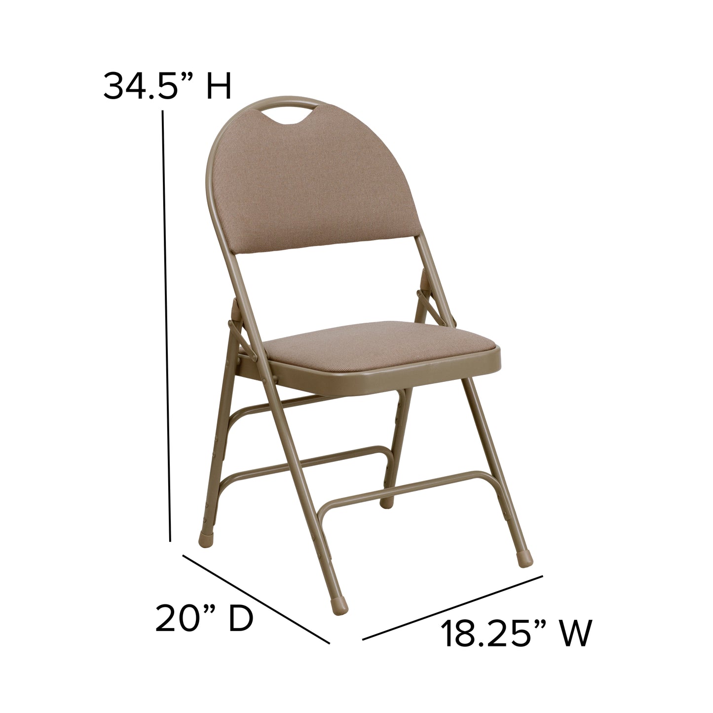 Beige Fabric Folding Chair 2-HA-MC705AF-3-BGE-GG