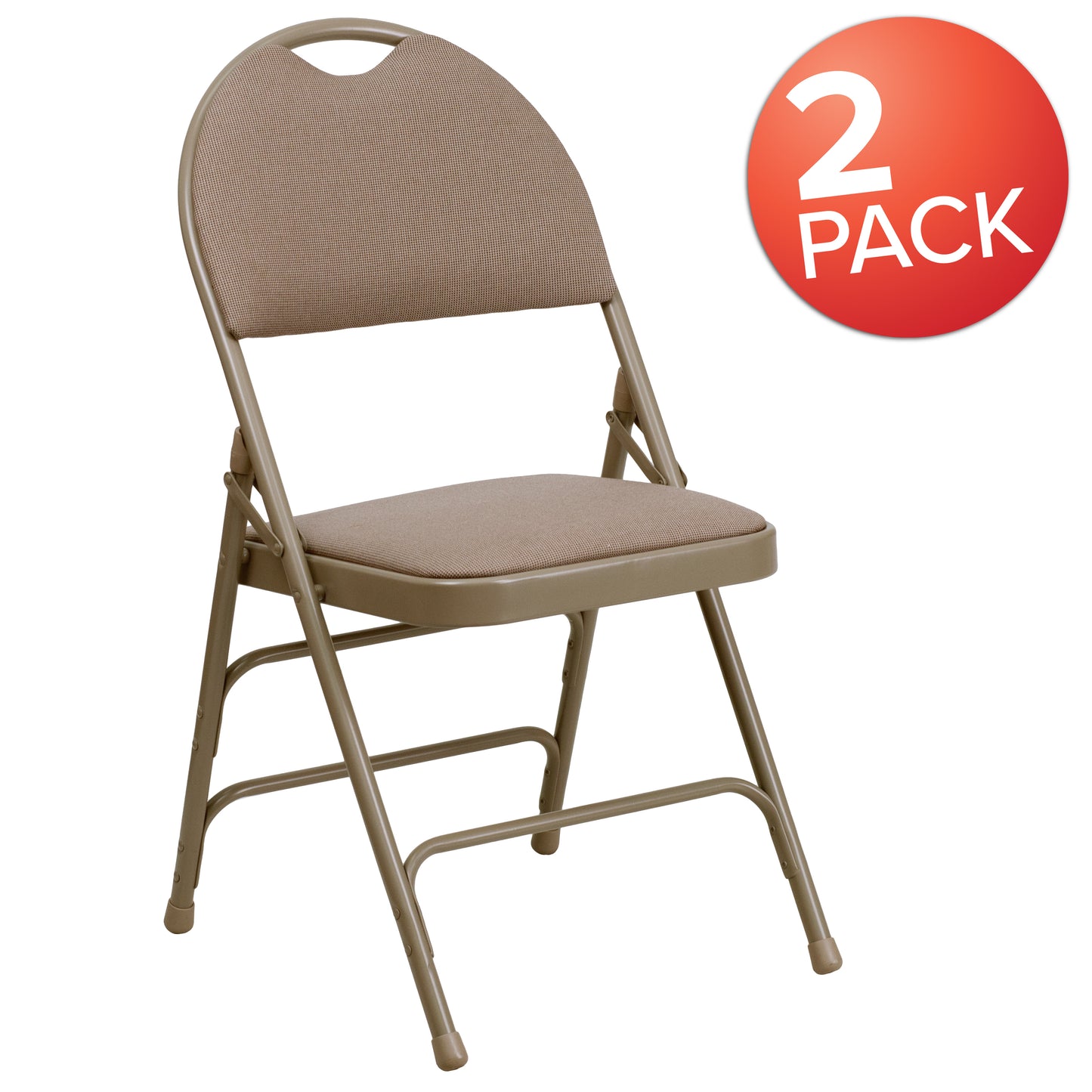 Beige Fabric Folding Chair 2-HA-MC705AF-3-BGE-GG