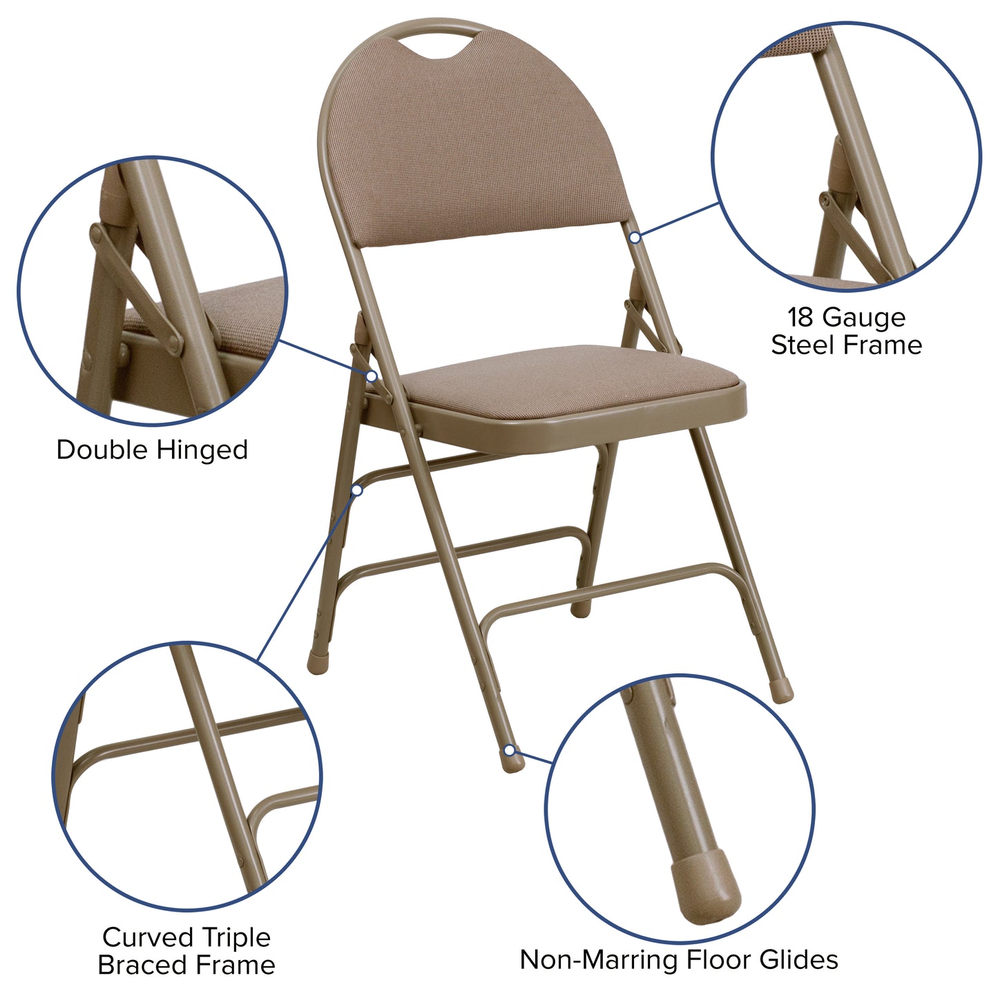 Beige Fabric Folding Chair 2-HA-MC705AF-3-BGE-GG