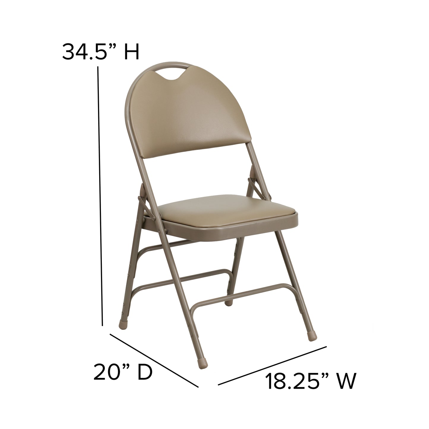 Beige Vinyl Folding Chair 2-HA-MC705AV-3-BGE-GG