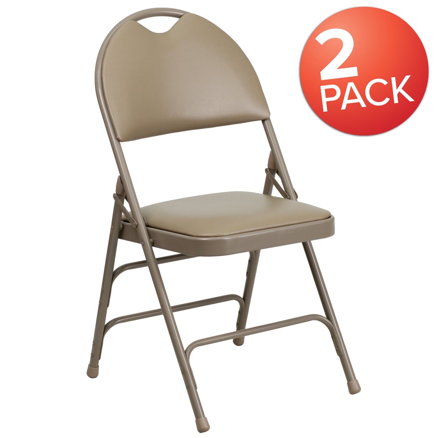 Beige Vinyl Folding Chair 2-HA-MC705AV-3-BGE-GG