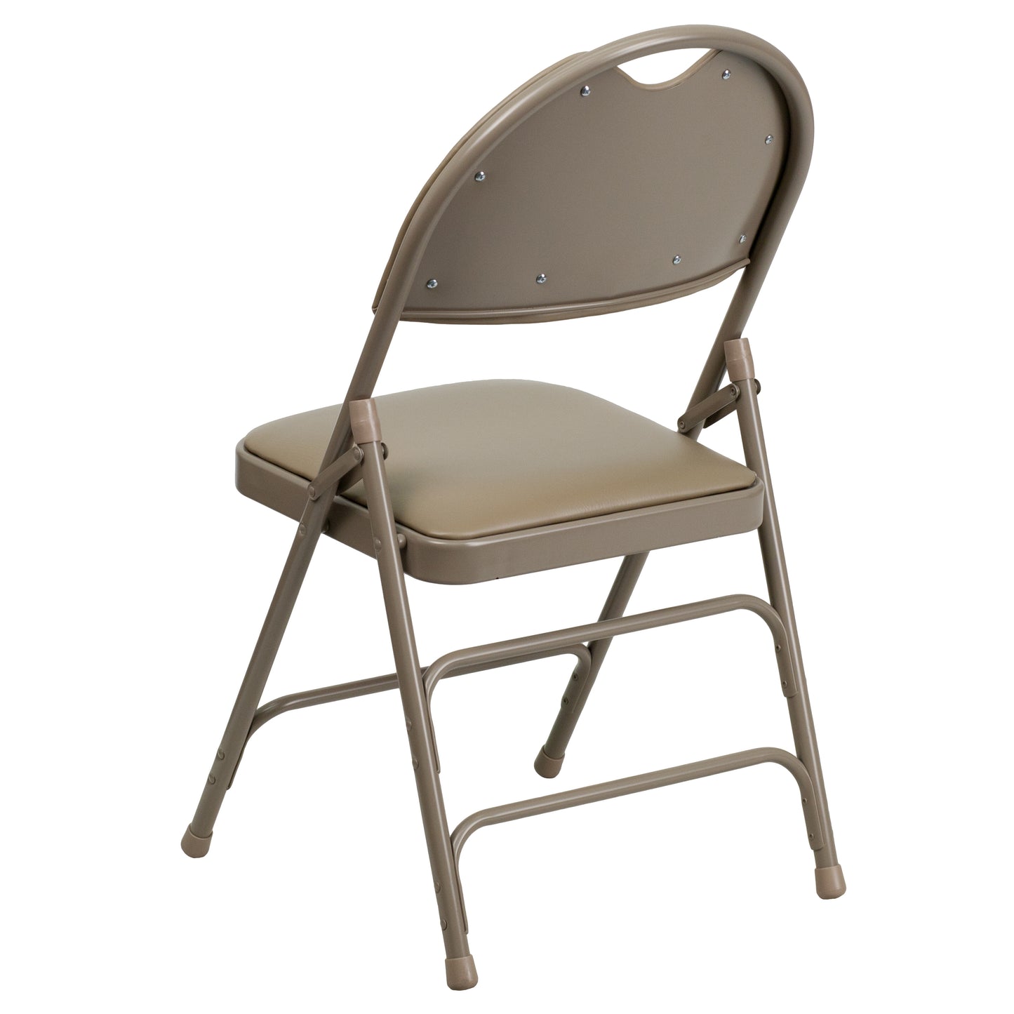 Beige Vinyl Folding Chair 2-HA-MC705AV-3-BGE-GG