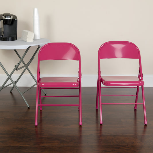 Fuchsia Folding Chair 2-HF3-FUCHSIA-GG