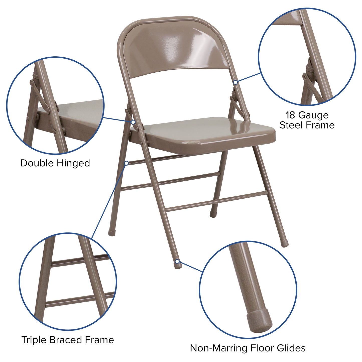 Beige Metal Folding Chair 2-HF3-MC-309AS-BGE-GG