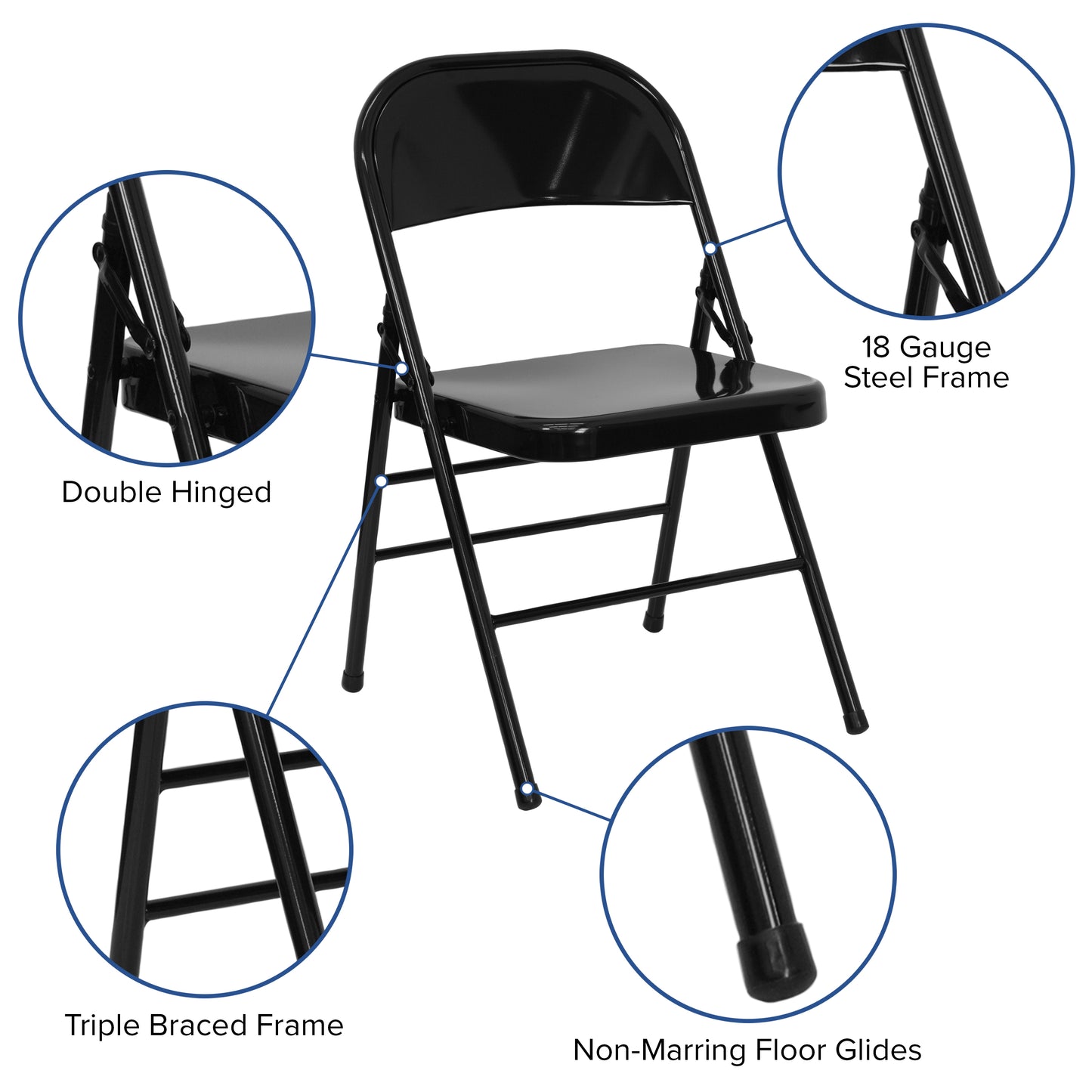 Black Metal Folding Chair 2-HF3-MC-309AS-BK-GG