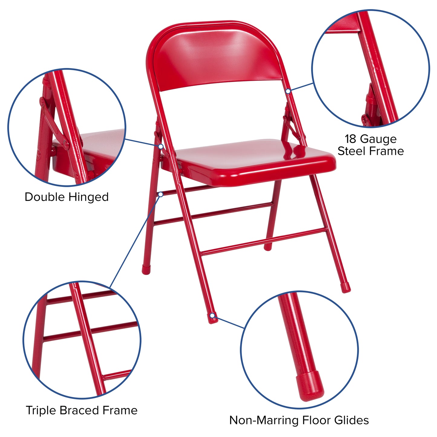 Red Metal Folding Chair 2-HF3-MC-309AS-RED-GG