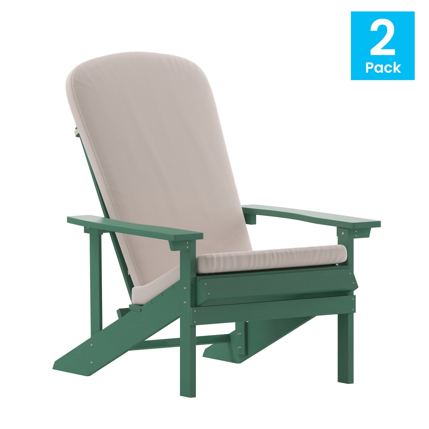 2PK Green Chair-Cream Cushion 2-JJ-C14501-CSNCR-GRN-GG