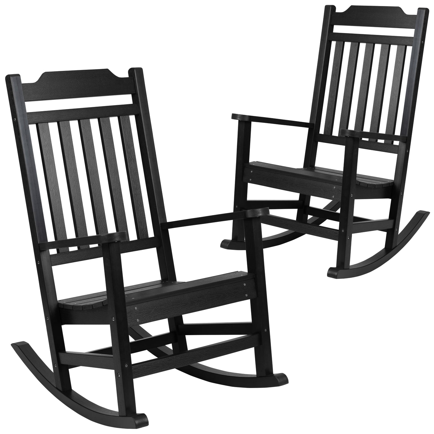 Black Wood Rocking Chair 2-JJ-C14703-BK-GG