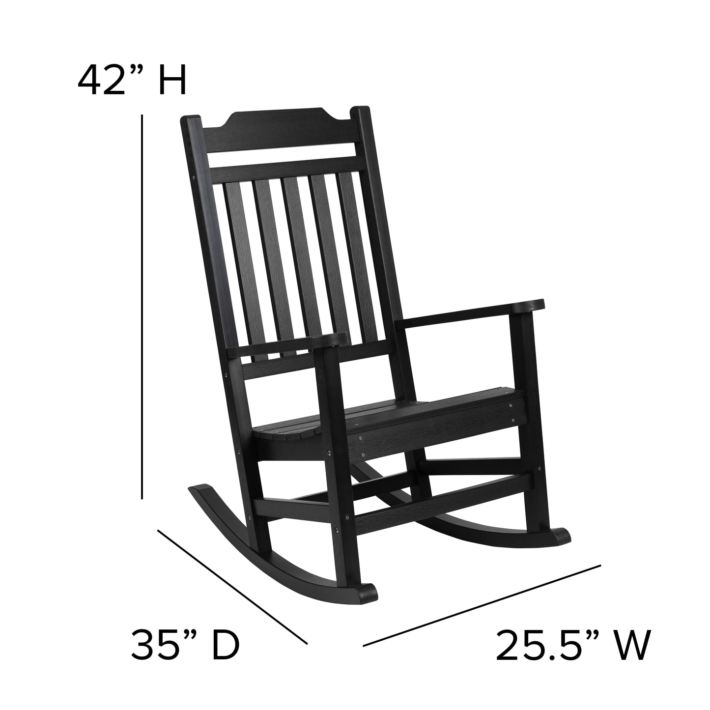 Black Wood Rocking Chair 2-JJ-C14703-BK-GG