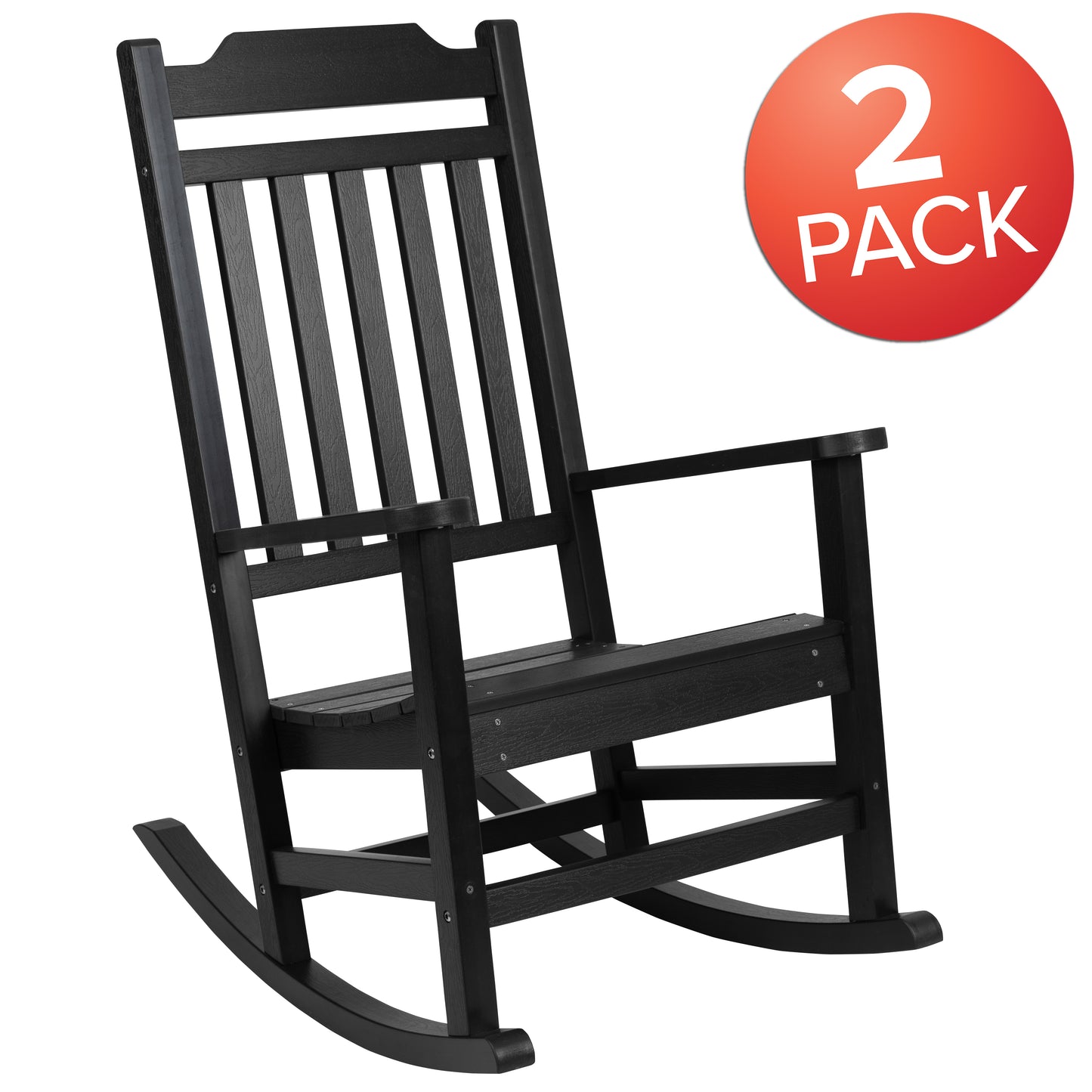 Black Wood Rocking Chair 2-JJ-C14703-BK-GG