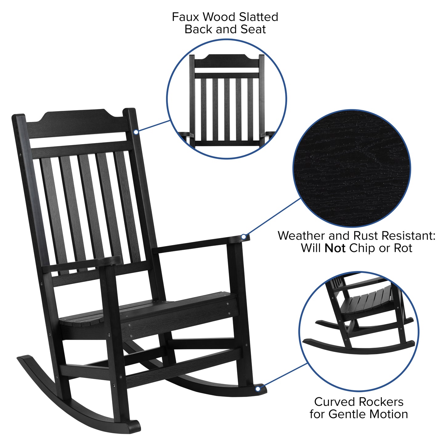 Black Wood Rocking Chair 2-JJ-C14703-BK-GG