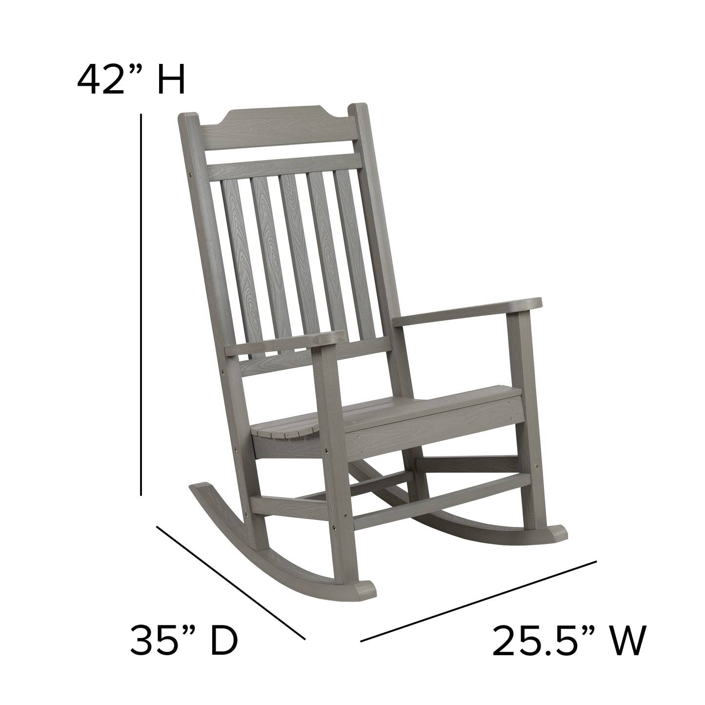 Gray Wood Rocking Chair 2-JJ-C14703-GY-GG