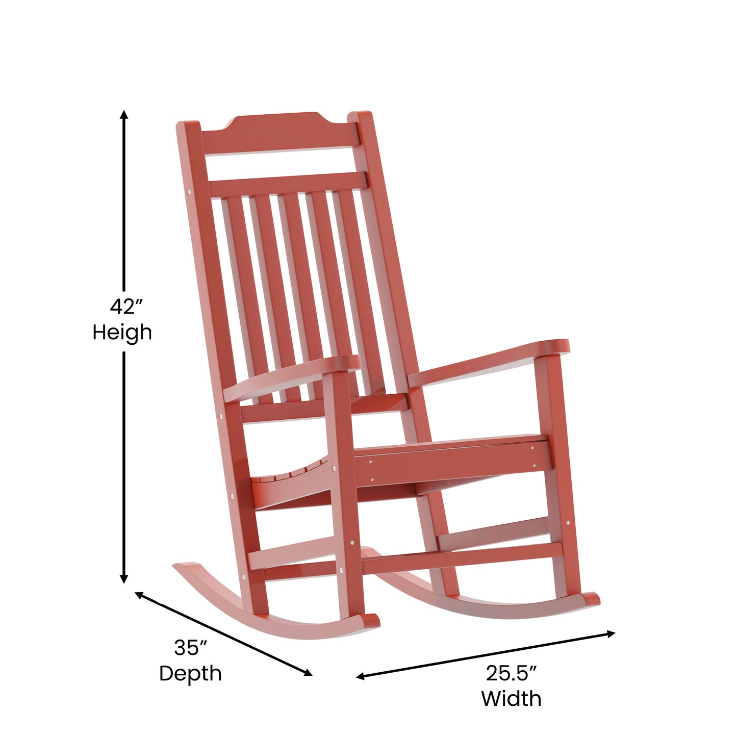 2PK Red Wood Rocking Chair 2-JJ-C14703-RED-GG