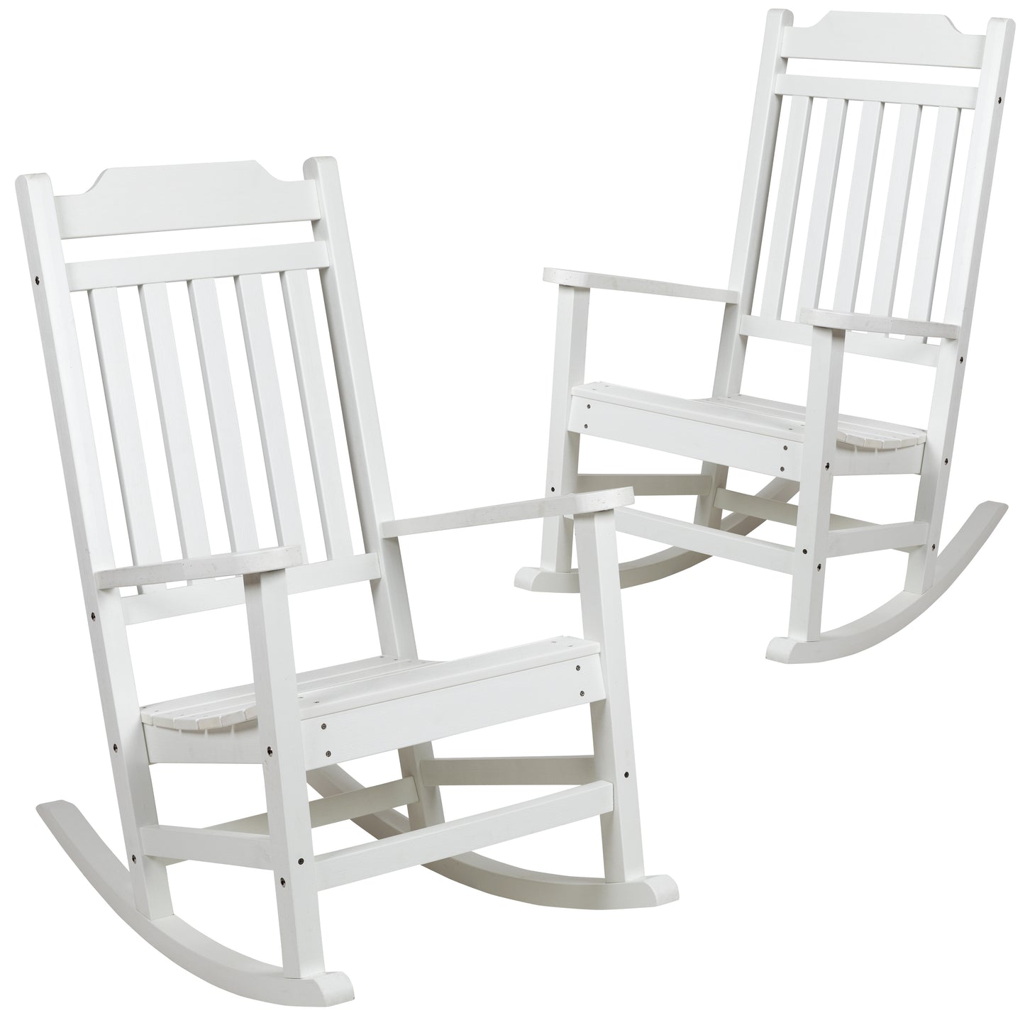 White Wood Rocking Chair 2-JJ-C14703-WH-GG