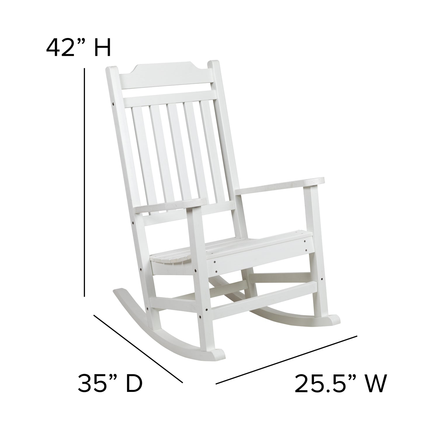 White Wood Rocking Chair 2-JJ-C14703-WH-GG