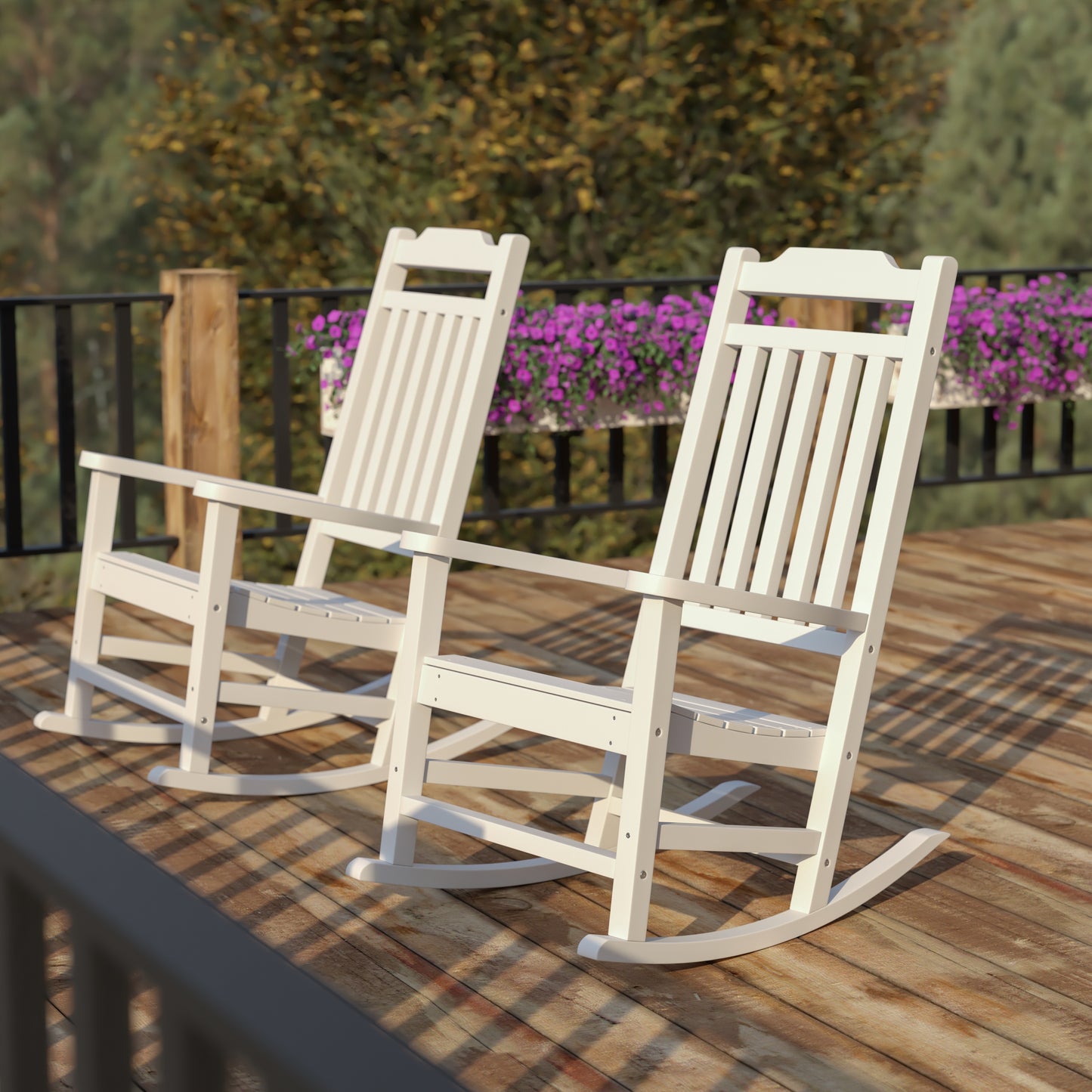 White Wood Rocking Chair 2-JJ-C14703-WH-GG