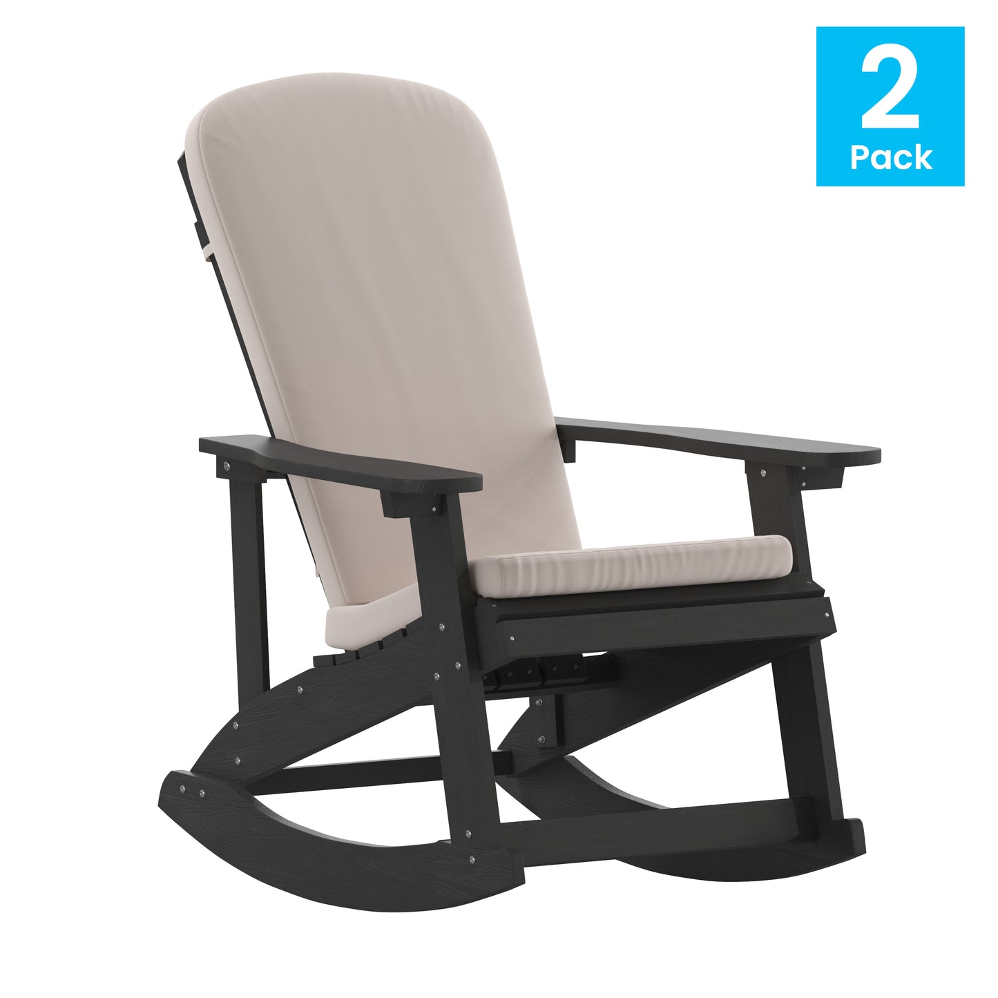 2PK Black Chair-Cream Cushion 2-JJ-C14705-CSNCR-BK-GG